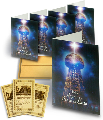 TESLA TOWER Holiday Card 5-PACK w/Movie Vouchers  (Version 2)